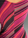 Y2K Betsey Johnson body con fuchsia & black striped dress