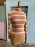 90s-Y2K Peachy striped ribbed long sleeve turtleneck