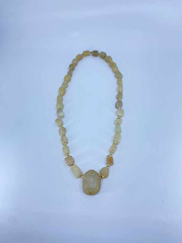 Natural carved stone beaded necklace