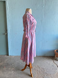 80-90's Pink pastel striped shirt dress