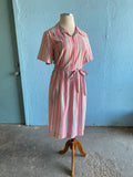 50-60's Pink striped plus size shirt dress