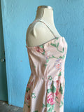 80-90's Pink tea party floral strappy dress