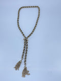 Vintage heavy twisted gold over brass spiral chain tassel necklace