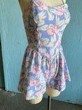 70-80's Periwinkle tropical floral romper