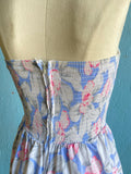 70-80's Periwinkle tropical floral romper