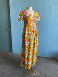 70's Psychedelic floral maxi dress