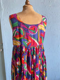 90's Gauzy abstract multi color day dress