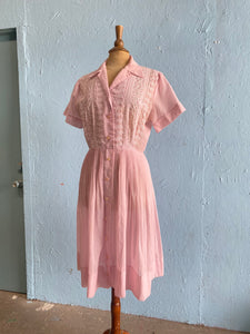 50's Pink eyelet shirt dress