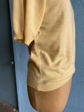 60-70's Canary Yellow knit top with brown striped trim