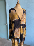 80-90's Black and gold abstract lite blazer shirt