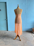 70-80's Peach sheer maxi slip dress