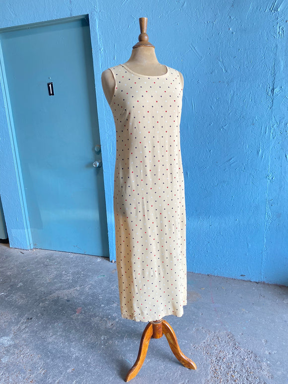 90's Ivory polka dot dress