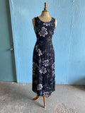90's Black and white floral maxi dress reversible