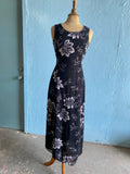 90's Black and white floral maxi dress reversible