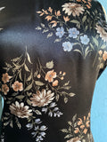 90's Black and tan floral dress with back corset lacing
