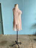 80-90's Pink laced long sleeve sheer mini skater dress