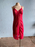 60's-70's Red laced sheer slip dress