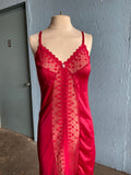 60's-70's Red laced sheer slip dress