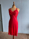 60-70's Red laced slip dress