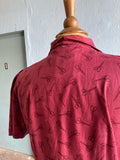 Retro homemade Burgundy shirt dress with a scissor print
