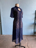 AMAZING!! 90's Navy Laced goth plus size dress with back corset lacing