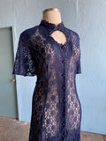 AMAZING!! 90's Navy Laced goth plus size dress with back corset lacing