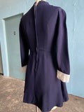 60-70's Navy mini dress with high ruffle neck