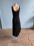 Y2K Black bias cut dress with side ruffle hem and tiny star sequin