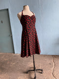 Y2K Black cherry printed halter plus size dress