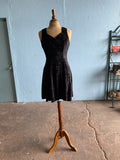 90's Black velour skater mini dress