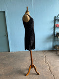 90's Black velour skater mini dress