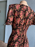 90's Rampage Black and Pink floral maxi dress with back corset lacing
