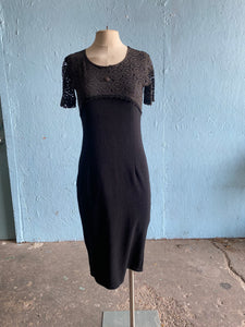 90's Black body con midi dress