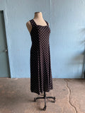 90's Black Polka dot dress with criss-cross back straps