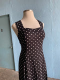 90's Black Polka dot dress with criss-cross back straps