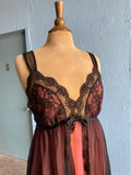 60-70's Black & Pink sheer laced baby doll nighty.
