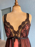 60-70's Black & Pink sheer laced baby doll nighty.