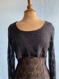 80-90's Black laced mini dress with back corset lacing