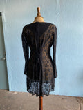 80-90's Black laced mini dress with back corset lacing
