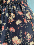 90's Dark Navy button down floral skirt