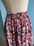 90's Pink button down plus size skirt with shades of pink rosebud print