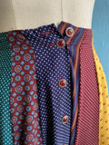 90's Carole Little button down color block patchwork maxi skirt