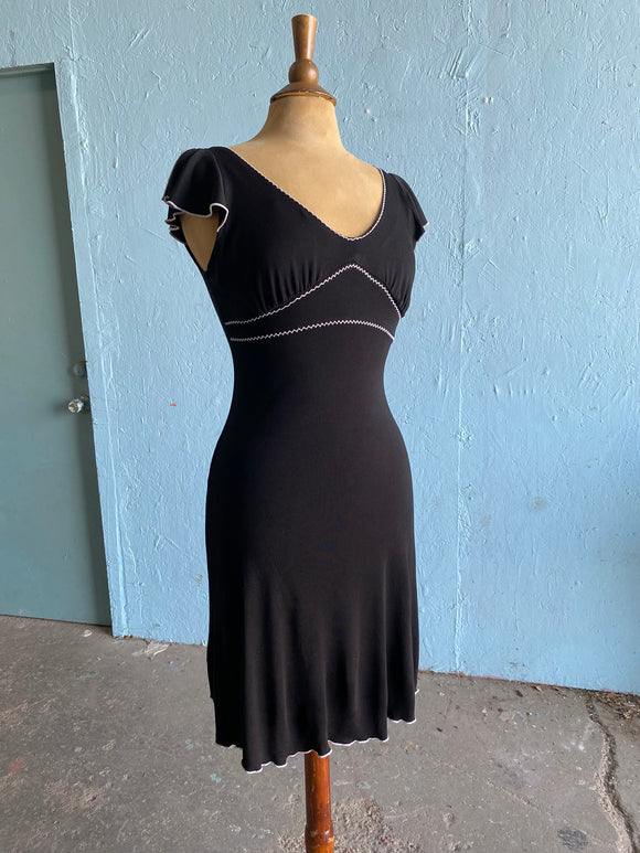 90's Black dress with white trim
