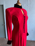 90's Power Red body con dress with velvet buttons