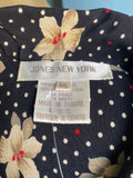 90's Jones of New York black,white and red floral polka dot short sleeve shirt