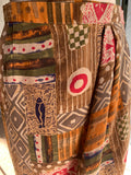 90's Brown abstract tribal printed wrap skirt