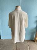 90's Ivory button down plus size shirt with crochet detailing