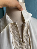 90's Ivory button down plus size shirt with crochet detailing