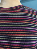 90's-Y2K Black mock neck with rainbow glitter stripes