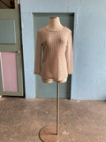 90's-Y2K Tan mesh knit long sleeve top